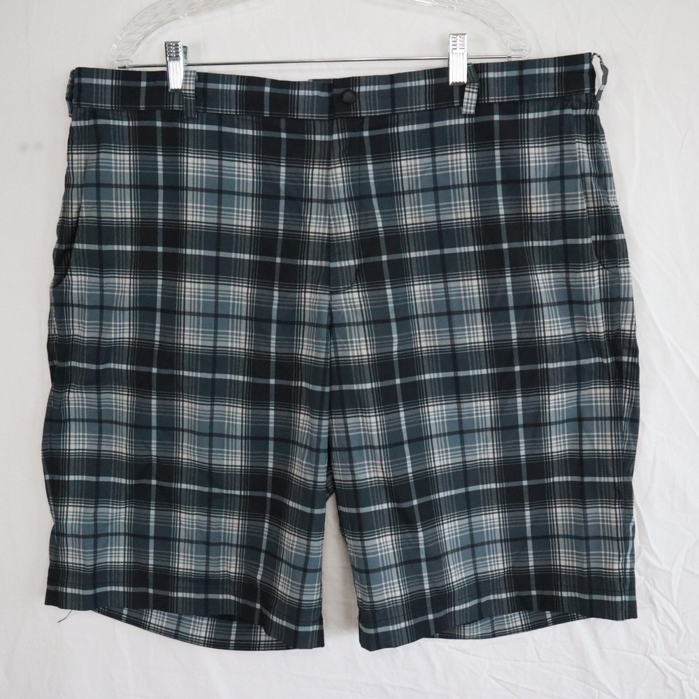 Nike Golf Shorts Mens 40 Dri-Fit Performance Chino‎ Stretch Flex Gray Teal Plaid